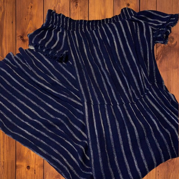 Xhilaration Pants - XHILARATION NAVY STRIPE JUMPSUIT WITH DETAIL